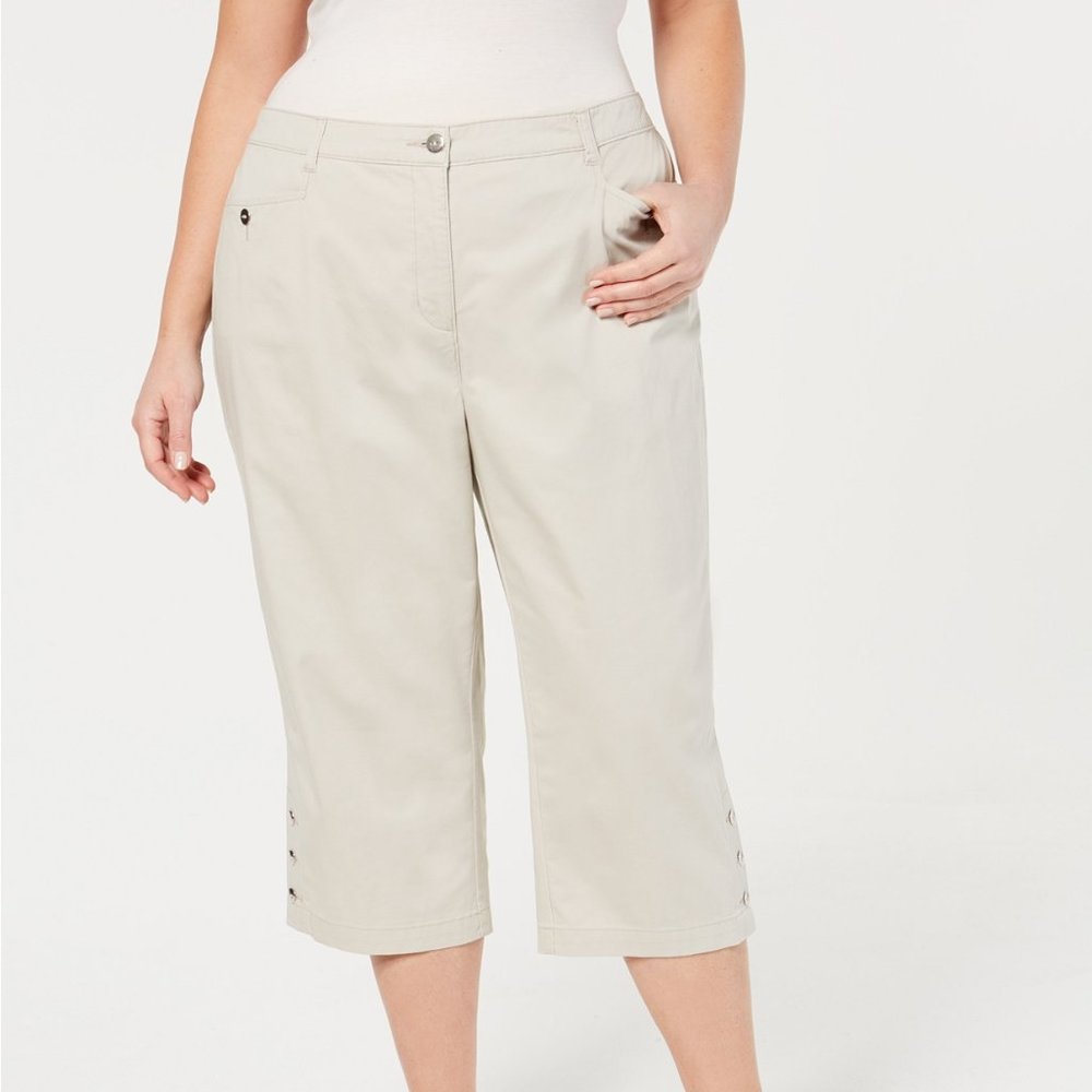 Karen Scott Tummy Control Khaki Capris 16W A73